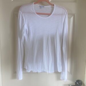 James Perse Standard White Long Sleeve Lightweight Tee